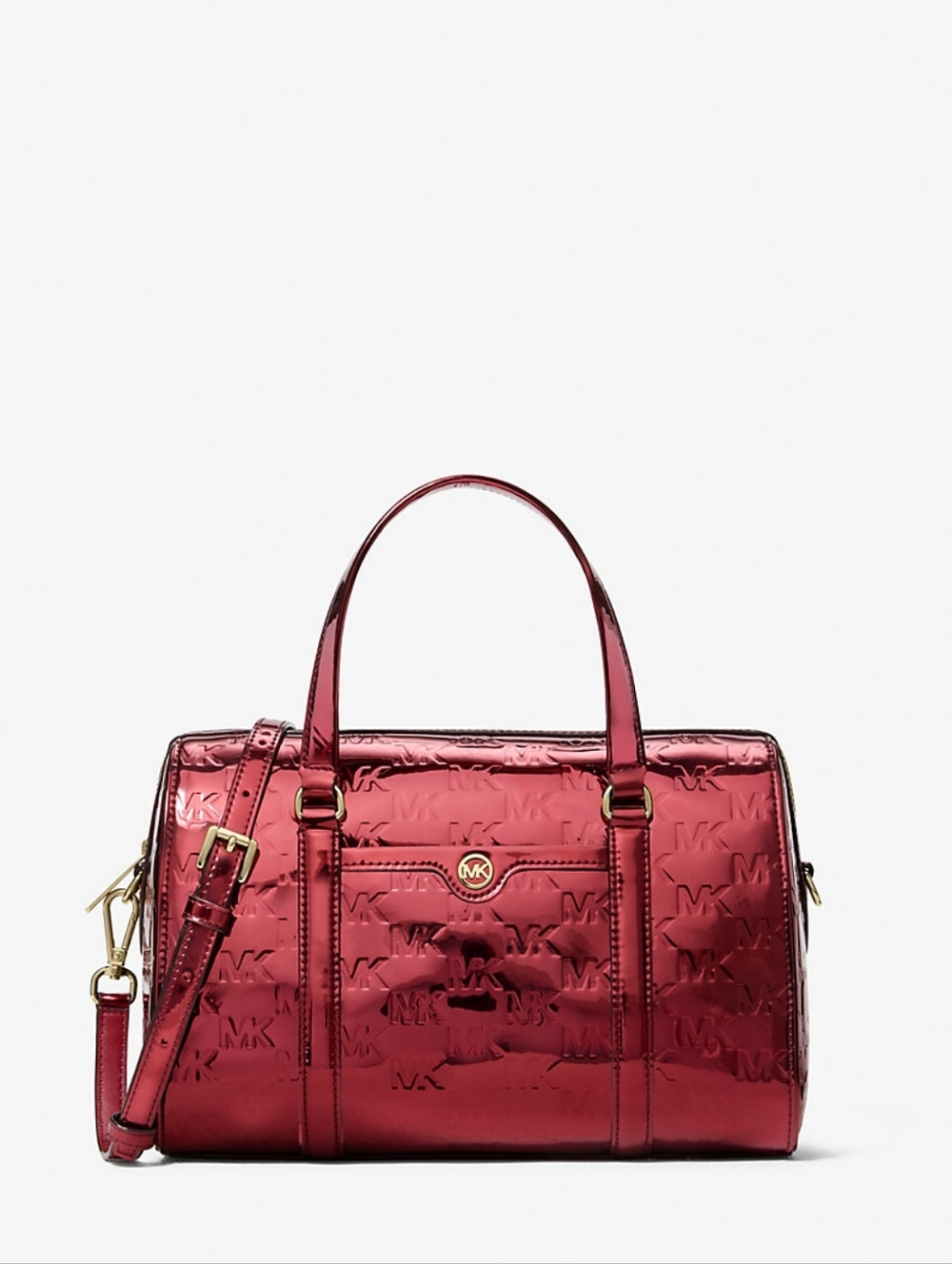 Michael Kors Metallic Red Satchel with Gold Hardware